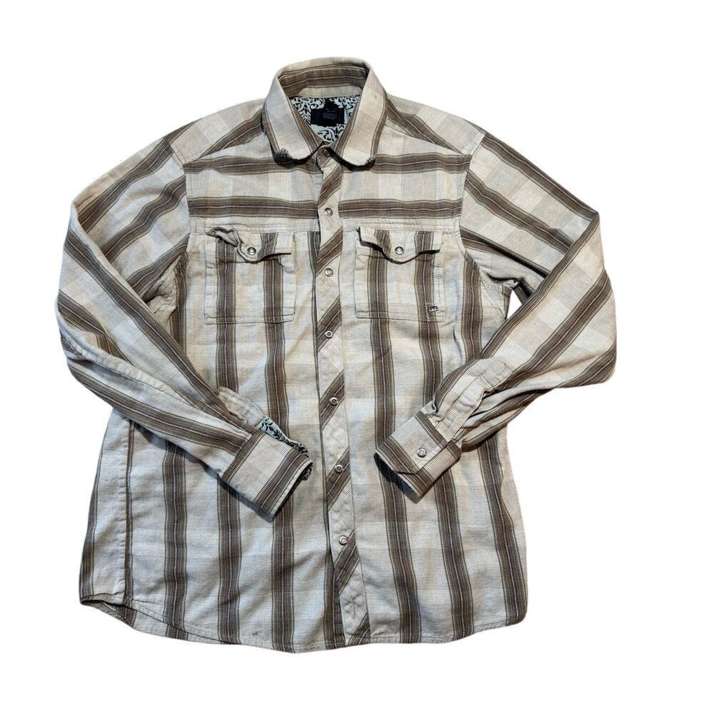 686 Long sleeve, button down, stripedd shirt, size Medium, 100% cotton,